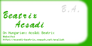 beatrix acsadi business card