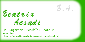 beatrix acsadi business card